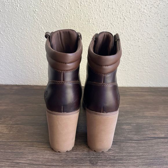 Timberland Allington 5” Hiker Heeled Boots Brown‎ Full Grain Leather Womens Sz 9 - Picture 3 of 7